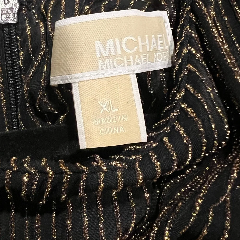Michael Kors Brown/Gold Pinstripe Dress Size XL